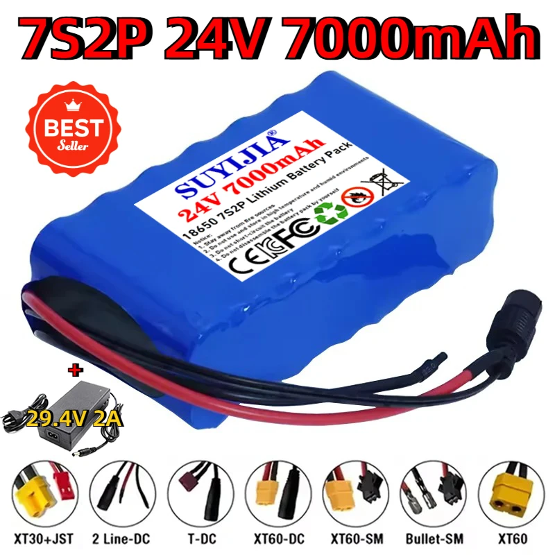 

НОВЫЙ аккумуляторный блок 7S2P 7Ah 24V/29.4V 18650, 29.4V 7000mAh, перезаряжаемый, миниатюрный портативный зарядный блок для LED-ламп/фонарей/камер с BMS