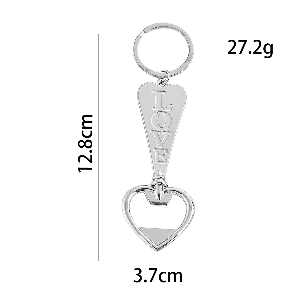 Gantungan Kunci Pembuka Botol Berbentuk Hati Logam Portabel Luar Ruangan dengan Alat Multifungsi Berukir Cinta Pembukaan Bir Berkemah Mendaki