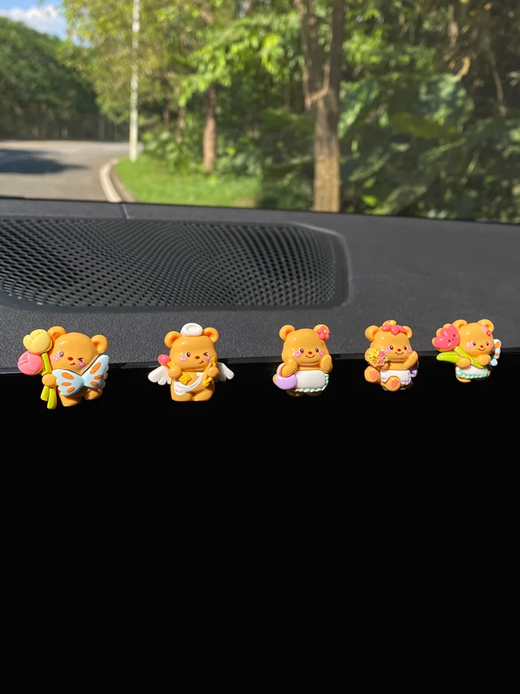 5PCS Butter Bear Car Decoration The Center Console in The Car Rearview Mirror Decoration Creative Cute Girl Decorative Baubles