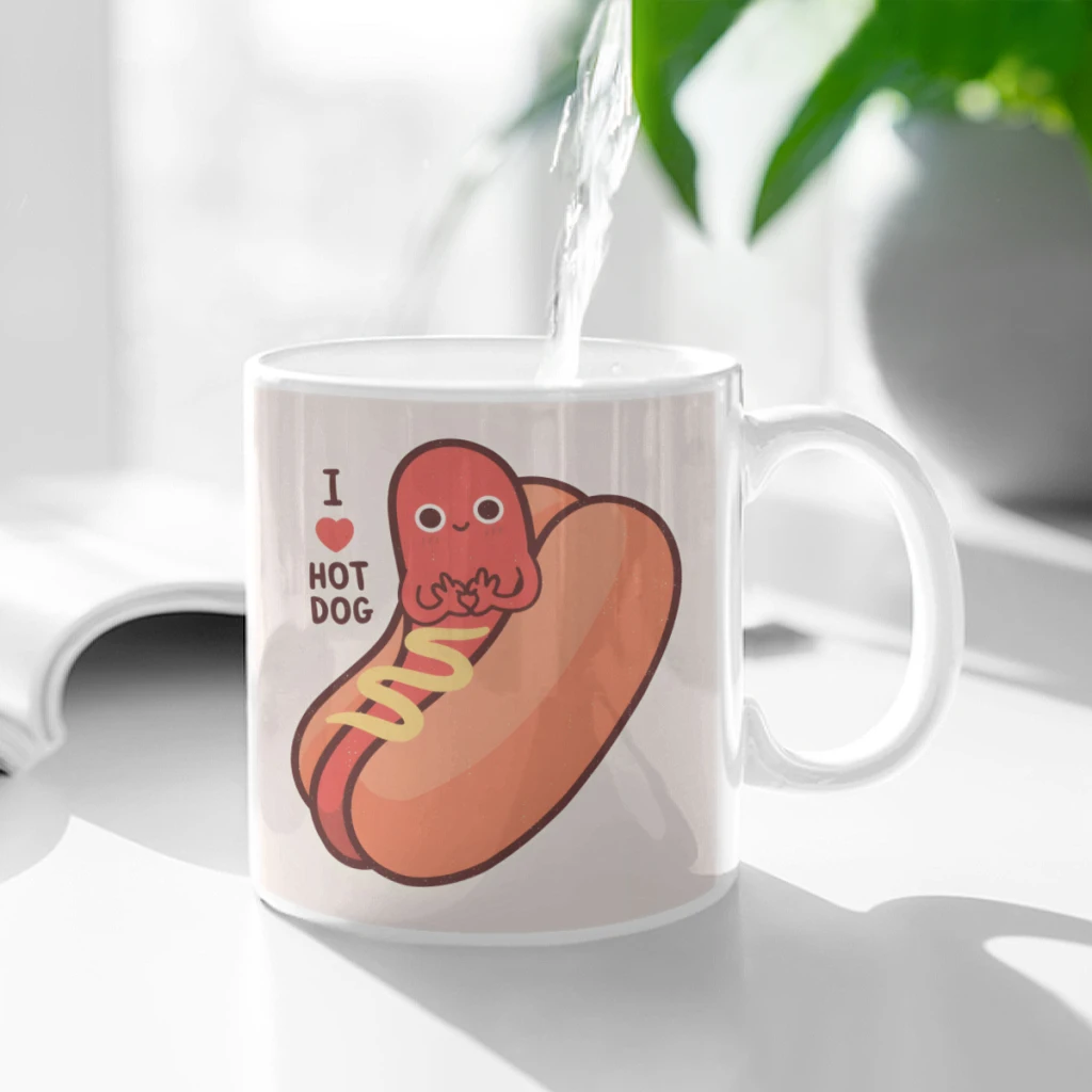 

I Love Hotdog Ceramic Cup Coffee Oatmeal Breakfast Cup Creative Personality Mug