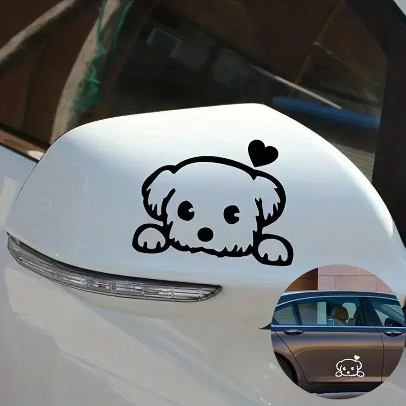 2 unids/set lindo perro coche motocicleta todoterreno camión ventana pared agir el papel de pegatinas espejo retrovisor pegatina accesorios de coche