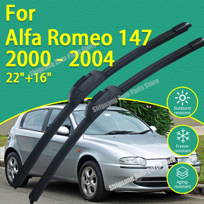 

Front Silicone Coating Wipers for Alfa Romeo 147 2000 2001 2002 2003 2004 Car Wiper Windshield Windscreen Blades Accessories