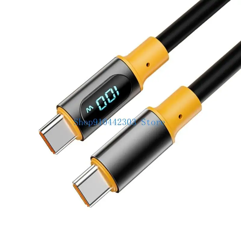 652F Flexible PD100W Type C LED Display Charging Cable USB C Power Cable 480Mbps Data Transfer Cord with Digital Display