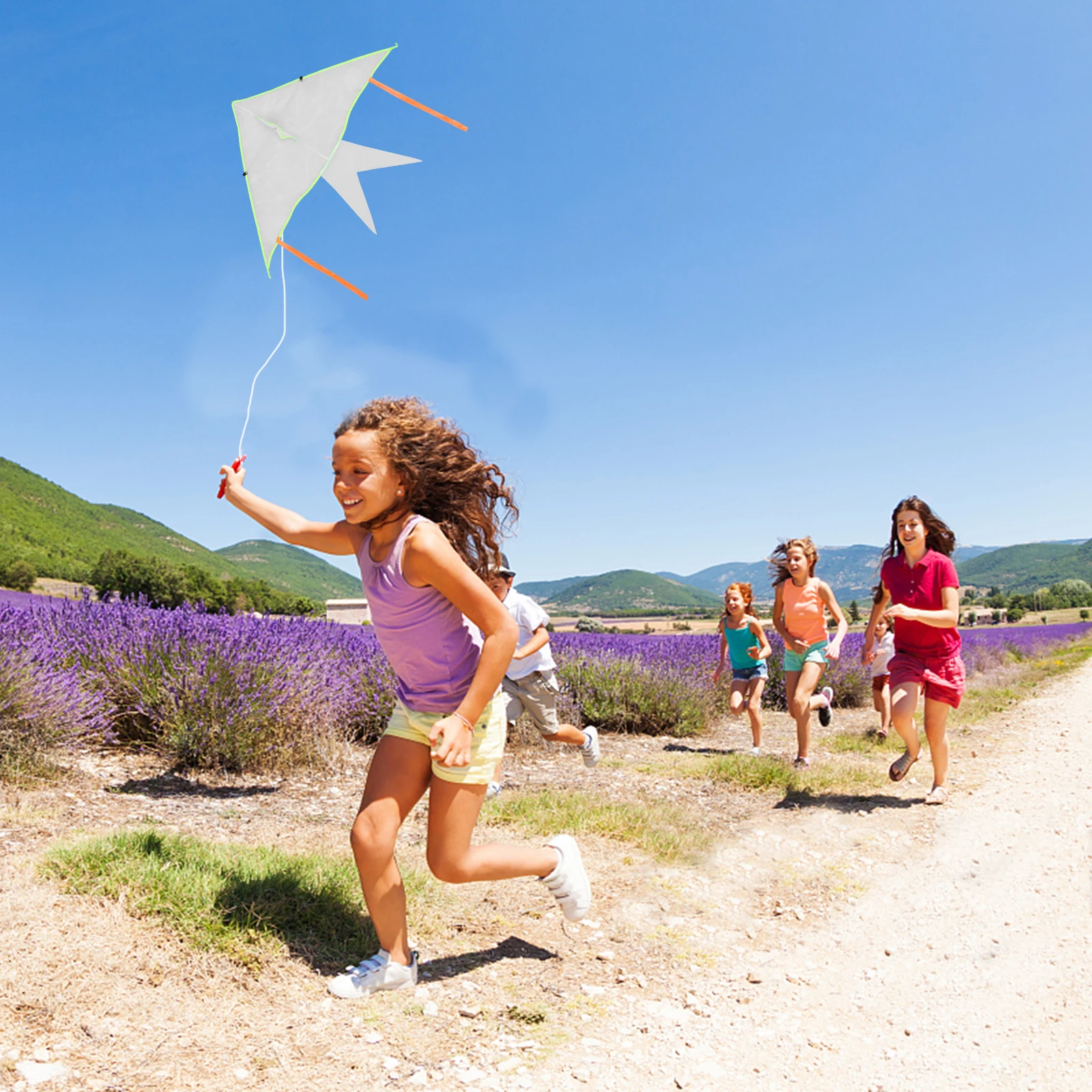 

4 Sets White Blank Kite 30M Line DIY Graffiti Kids Outdoor Toy White Fabric Kite Lightweight Material Family Fun Present