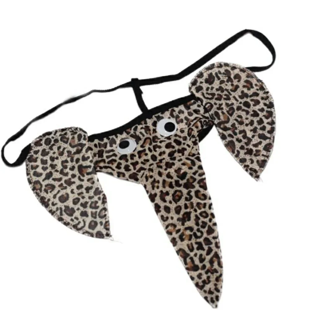 Ropa interior de dibujos animados para hombre, Juguetes sexuales con temática de elefante, Tanga Sexy con estampado de leopardo, coqueteo, juegos para adultos