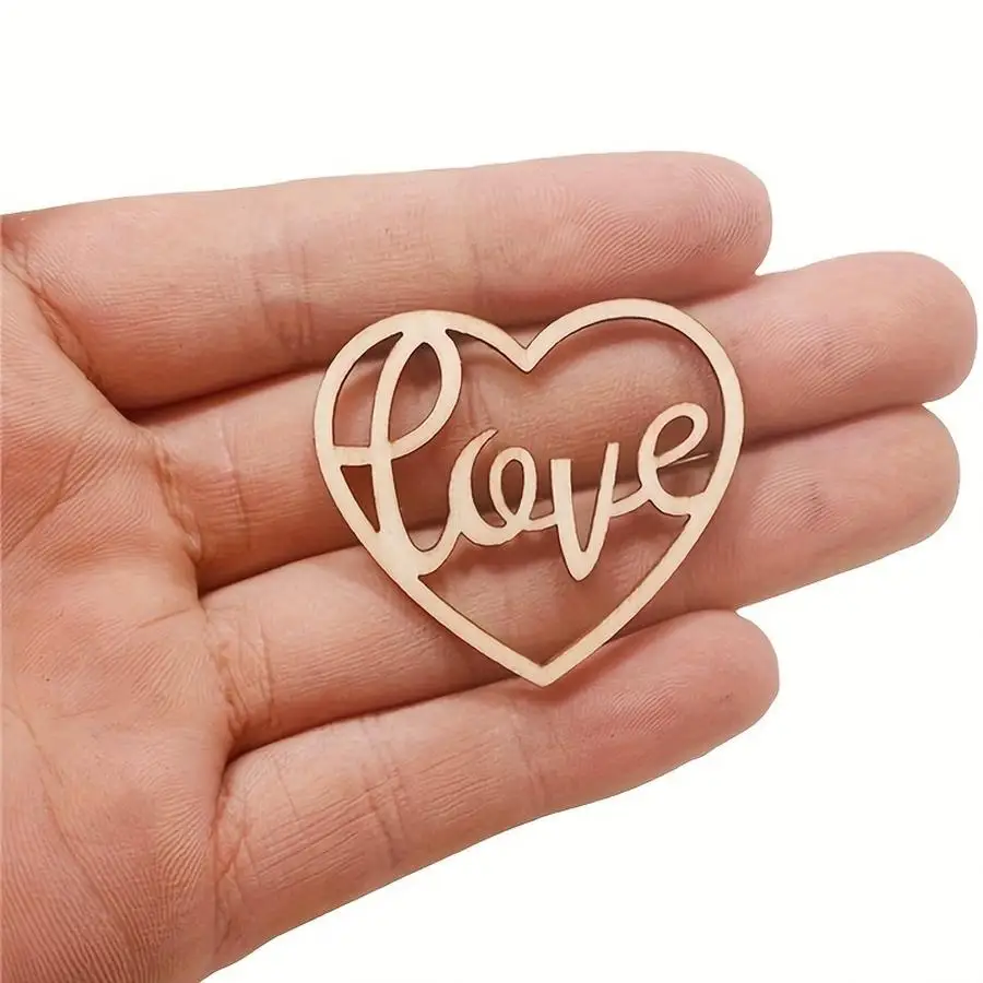 1/5/10/20/50/100pcs Artistic wooden stick sets made with love, multipurpose heart-shaped wooden stick crafts with graffiti, Vale