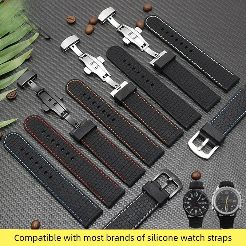 Suitable for Tissot Seiko Timex Mido Citizen Waterproof Rubber Silicone Watch Strap 19 20 22 23m Male