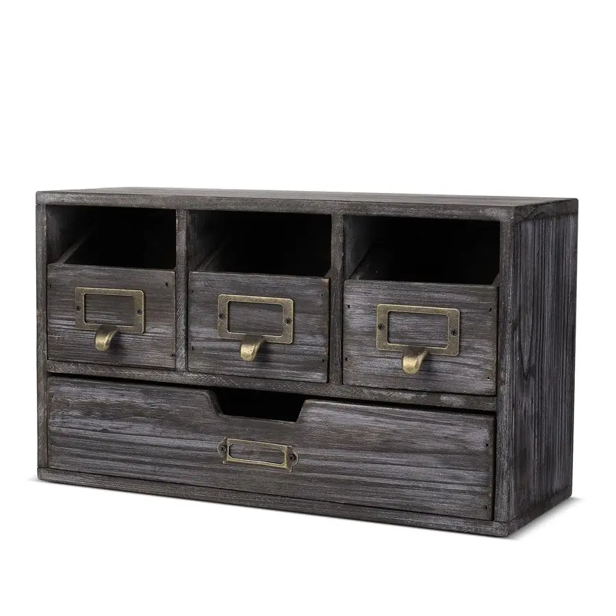 

Винтажный деревянный настольный органайзер-аптечка с 4 ящиками для дома и офиса, настольное деревянное хранилище для принадлежностей