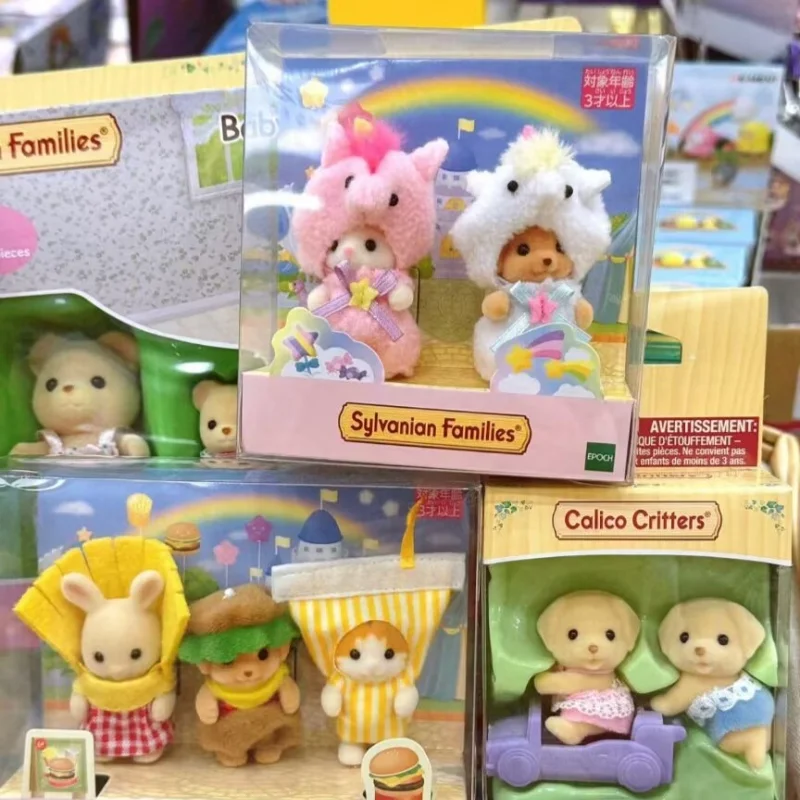 En stock: Set de figuras de anime Sylvanian Families de Japón, edición de Navidad, juguete de robot unicornio atacante, muñeca de fiesta, regalo limitado para festivales.