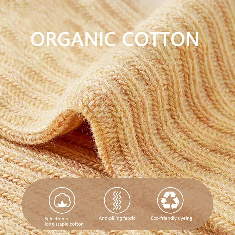 GYMIGO Women Socks Organic Cotton Knitting Socks Autumn Warm Solid Color Long Tube Socks Korean Japanese Student Girls Stockings