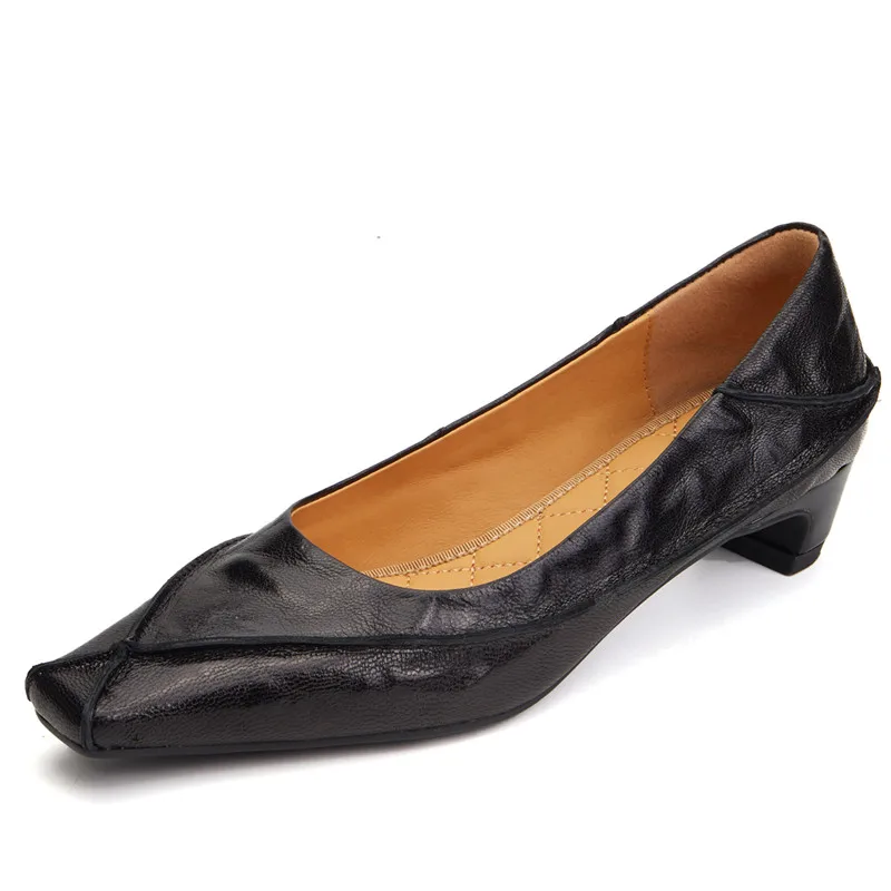 

Sheepskin Fashionable And Comfortable Women's Single Shoe Square Head Solid Color Shallow Mouth Soft Sole Sexy Flat Shoes