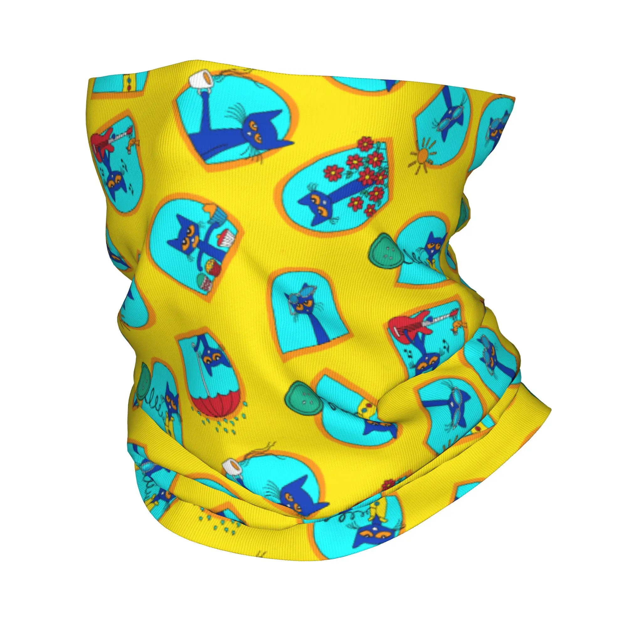 Pete the Cat  Bandana Neck Cover Printed Cartoon Kitten Mask Scarf Multifunctional Balaclava Outdoor Sports  Adult Breathable