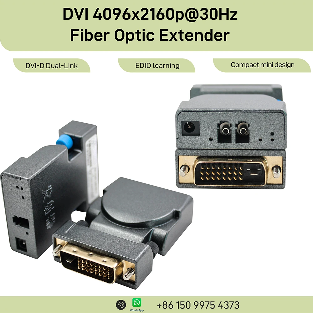 4096x2160@30Hz DVI Fiber Extender LC Fiber SM/MM EDID Learning DVI-D 24+1 Optical Transmission System
