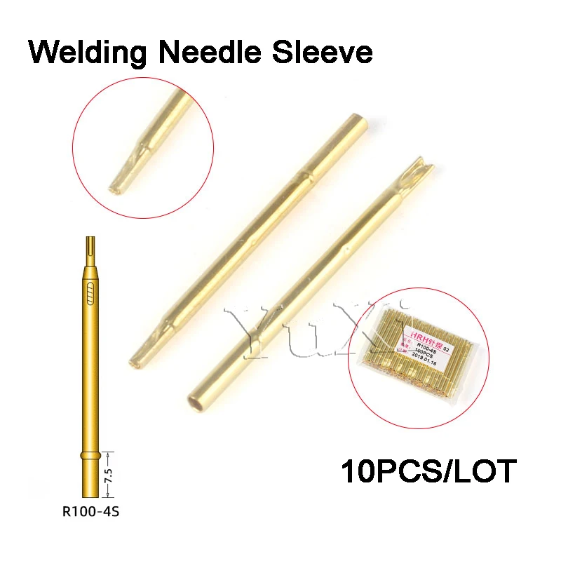 Sonda de teste de mola de latão série p100 r100, com diâmetro de agulha banhado a níquel, pino de teste escalável de mola eletrônica, pino pogo com 10 peças