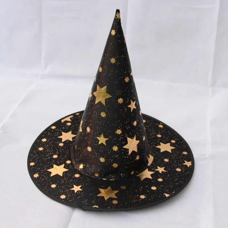 Halloween Magician Hat Hot Stamping Pentagram Hat Stage Dress Up Costume Props Wizard Hat Kids Happy Halloween Party Favors Hats