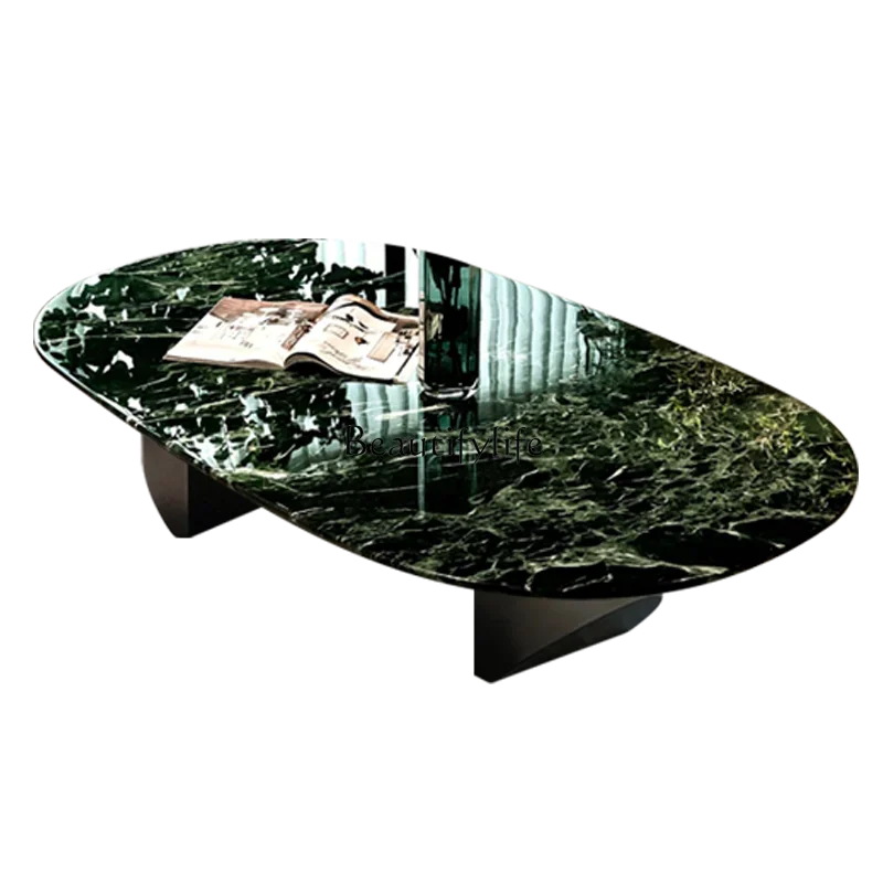 

ls 51 Italian natural large flower green luxury stone minimalist coffee table rectangle