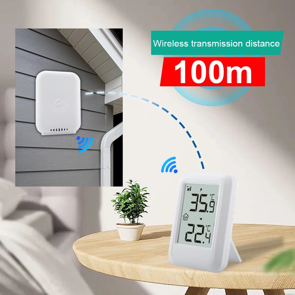 Digital Thermometer with Hanging Hole Indoor Outdoor Thermometer with Support Frame Temperature Monitor for Patio Home Pool
