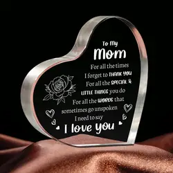Son Daughter for MomGifts, Mom Birthday Gifts Mothers Day Gifts - Acrylic heart-shaped Best Valentines Day Christmas Gift