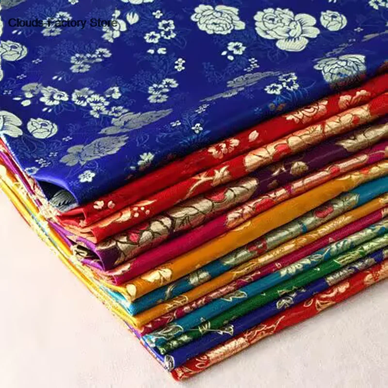 Chinese Style Brocade Jacquard Satin Fabric For Cheongsam Kimono And Bag Patchwork Needlework Material Various Colors