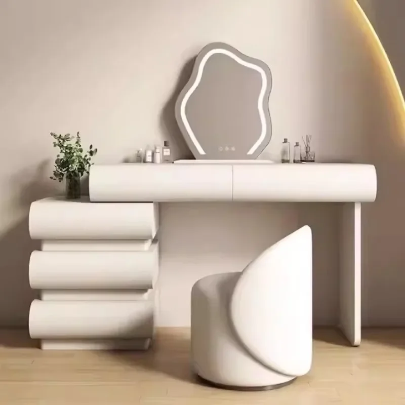 

Wooden Storage Chest Dresser Mirror with 3 Color Light Emitting Diode Lights Dresser Bedroom Home Hotel