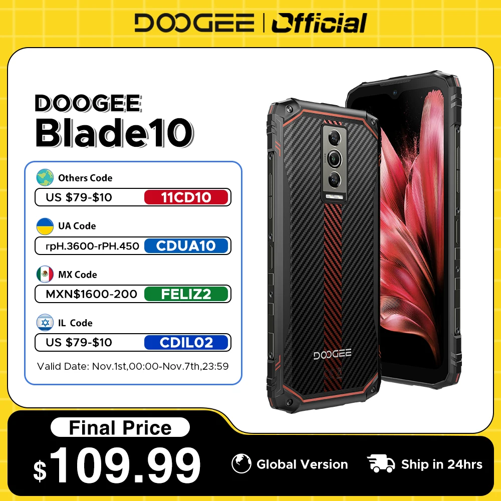 

DOOGEE Blade10 Rugged Phone 6.56 Inch 90Hz IPS Display 9GB(4+5) 128GB Octa Core 16MP Main Camera 5150mAh Android 14 Face Unlock