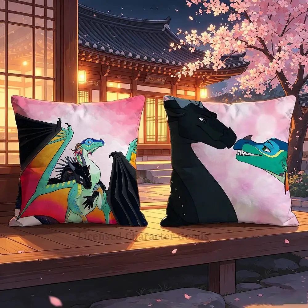 Dragon W-Wings of F-Fire Square Cushion Cover Weird Aesthetic Library Book Page Print Pillow Cover
