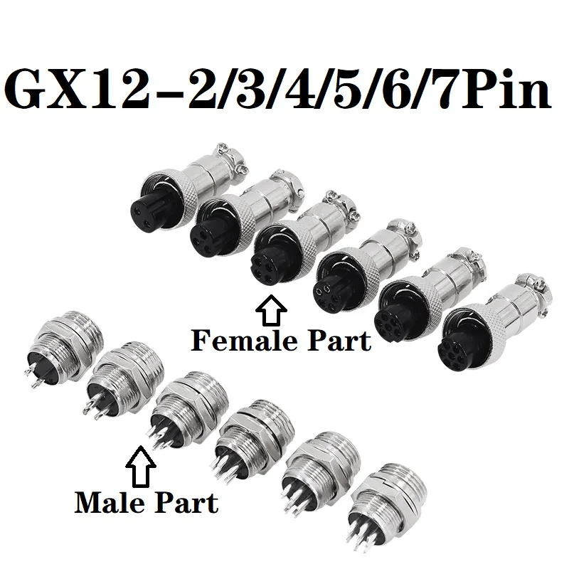 A Set Aviation socket Male Add Female Socket 12mm Wire Panel Connector Aviation Circular Plug GX12-2Pin 3Pin 4Pin 5Pin 6Pin 7Pin