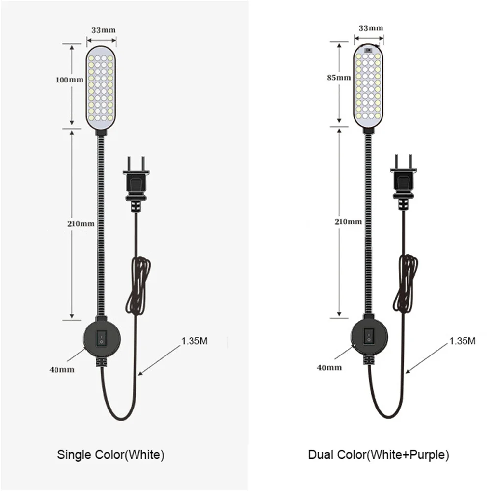 Luz de trabajo LED de cuello de cisne flexible, base magnética, lámpara de mesa, fresadoras, tornos de metal, enchufe UE, EE. UU., 40 LED, 110-265 V