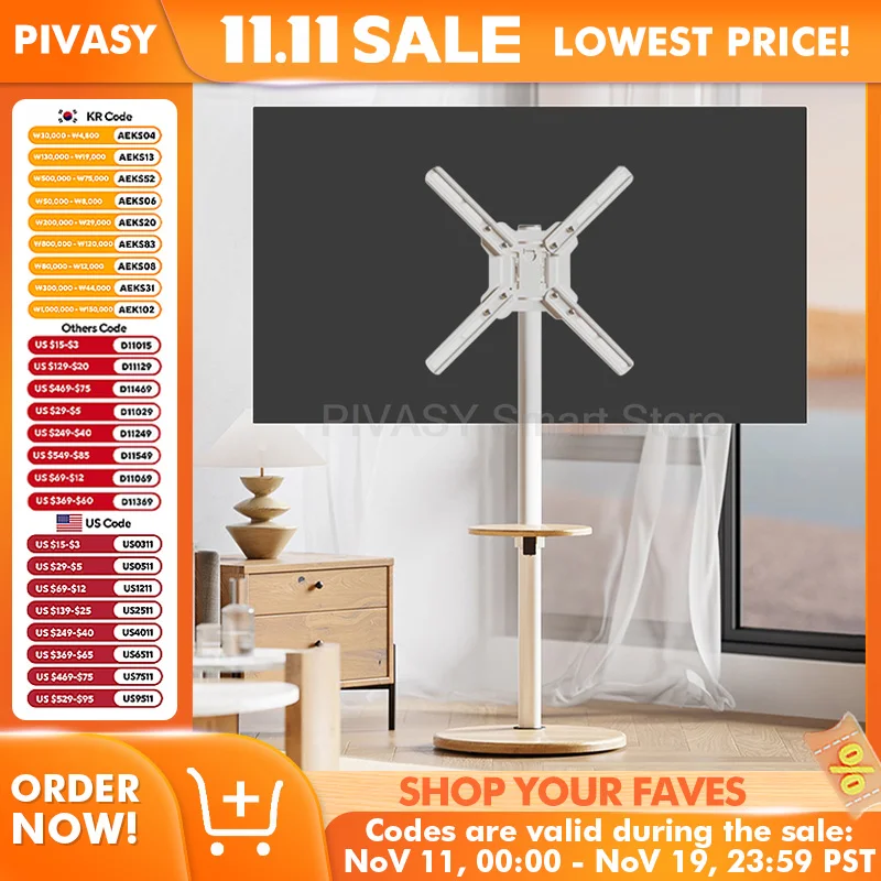 Dudukan Tv 14-43 Inci Dudukan Lantai Portabel Tampilan Layar Universal Braket Gantung Dudukan Bergerak Berputar untuk Ruang Tamu