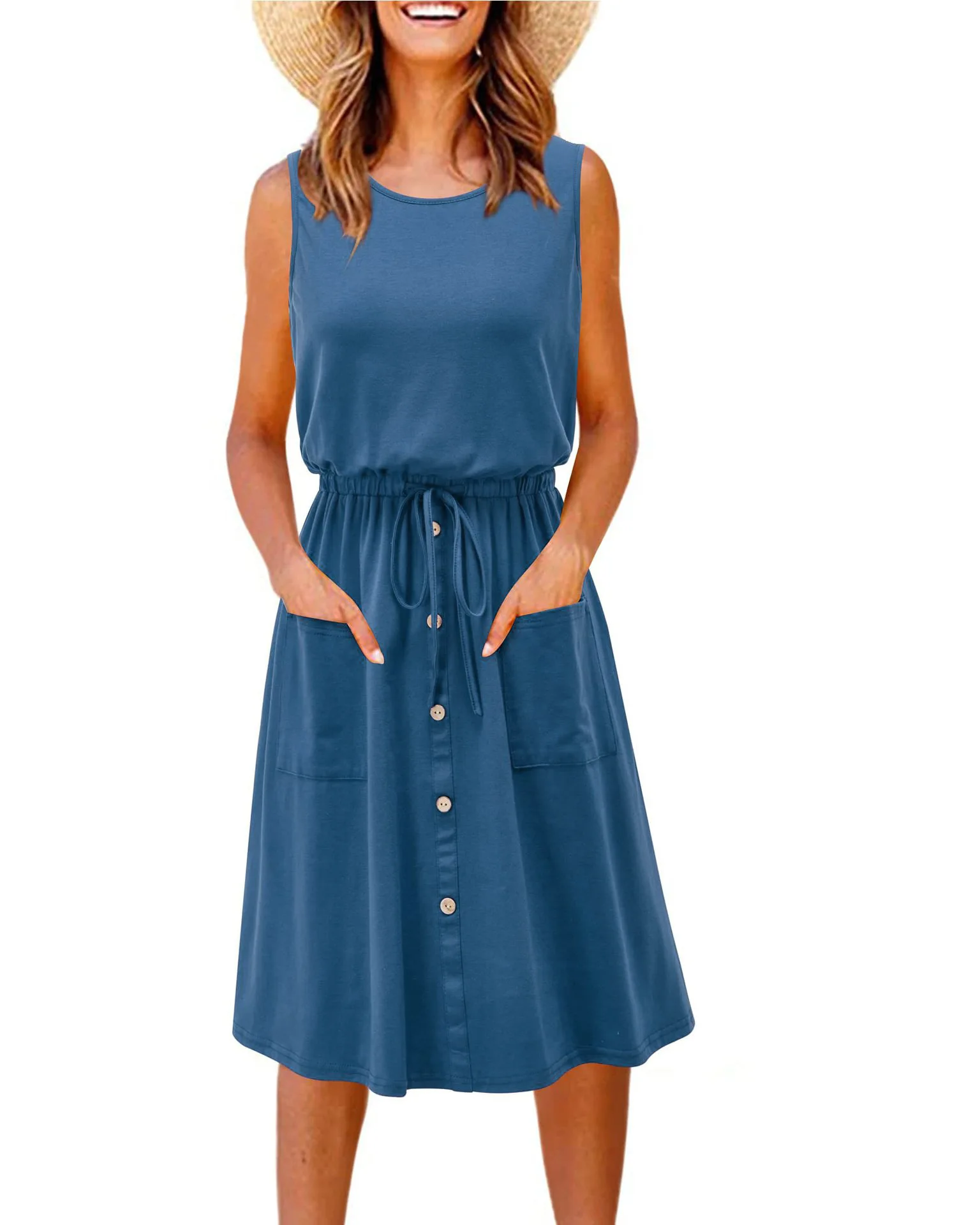 Abito longuette casual da donna Abito gilet primavera estate Abiti larghi Estivi Da Donna Vestido Femininos Abiti Al Ginocchio