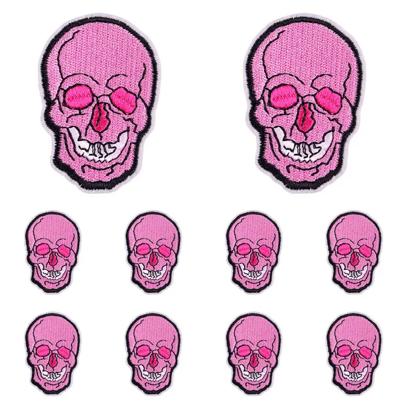 5 Pcs Pink High Heel Shoes Embroidery Patch DIY Horror Skeleton Iron On Patches For Clothing Peeled Banana Sewing Stickers Badge