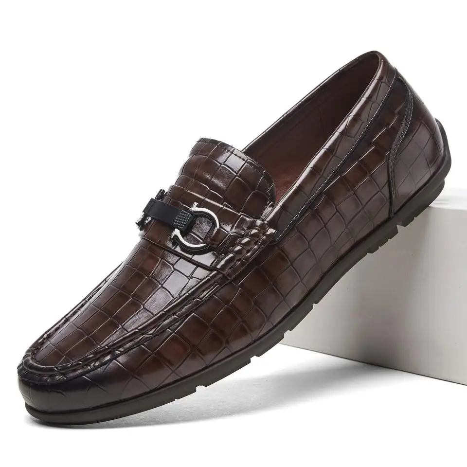 

Men Summer PU Round Toe Loafers Slip-On Business Casual Dress Shoes Breathable Lightweight Non-Slip For Office Daily Work Shoes