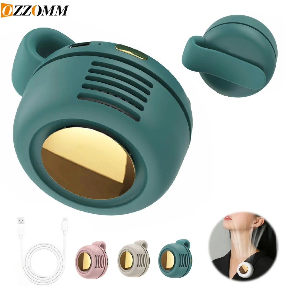 Portable Bladeless Clip On Fan Mini USB Rechargeable 3 Speed Silent 360° Adjustable Hands-Free Wearable Fan for Travel Office