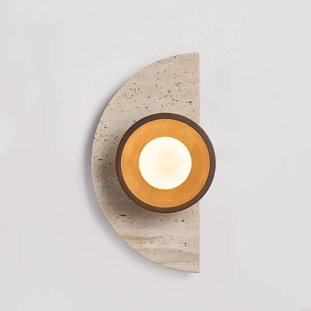 

Designer's Creative Semi-circular Natural Stone LED Wall Lamp Living Room Bedroom Staircase Atmosphere Light Home Lighting Decor