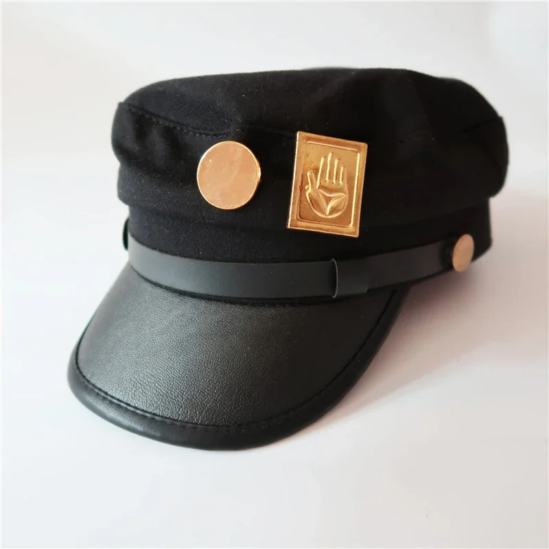 Bimaoxer Anime JoJo\'s Bizarre Adventure Jotaro Kujo Joseph Army Military JOJO Cap Hat+Badge Animation around Jotaro Hat