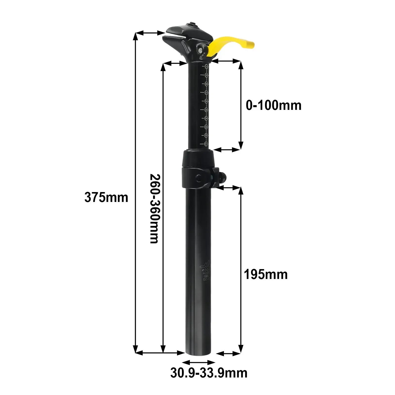 Hydraulic Dropper Seat Post with Adjustable Height and Shock Absorbing Function for Mountain Bike 100mm Stroke