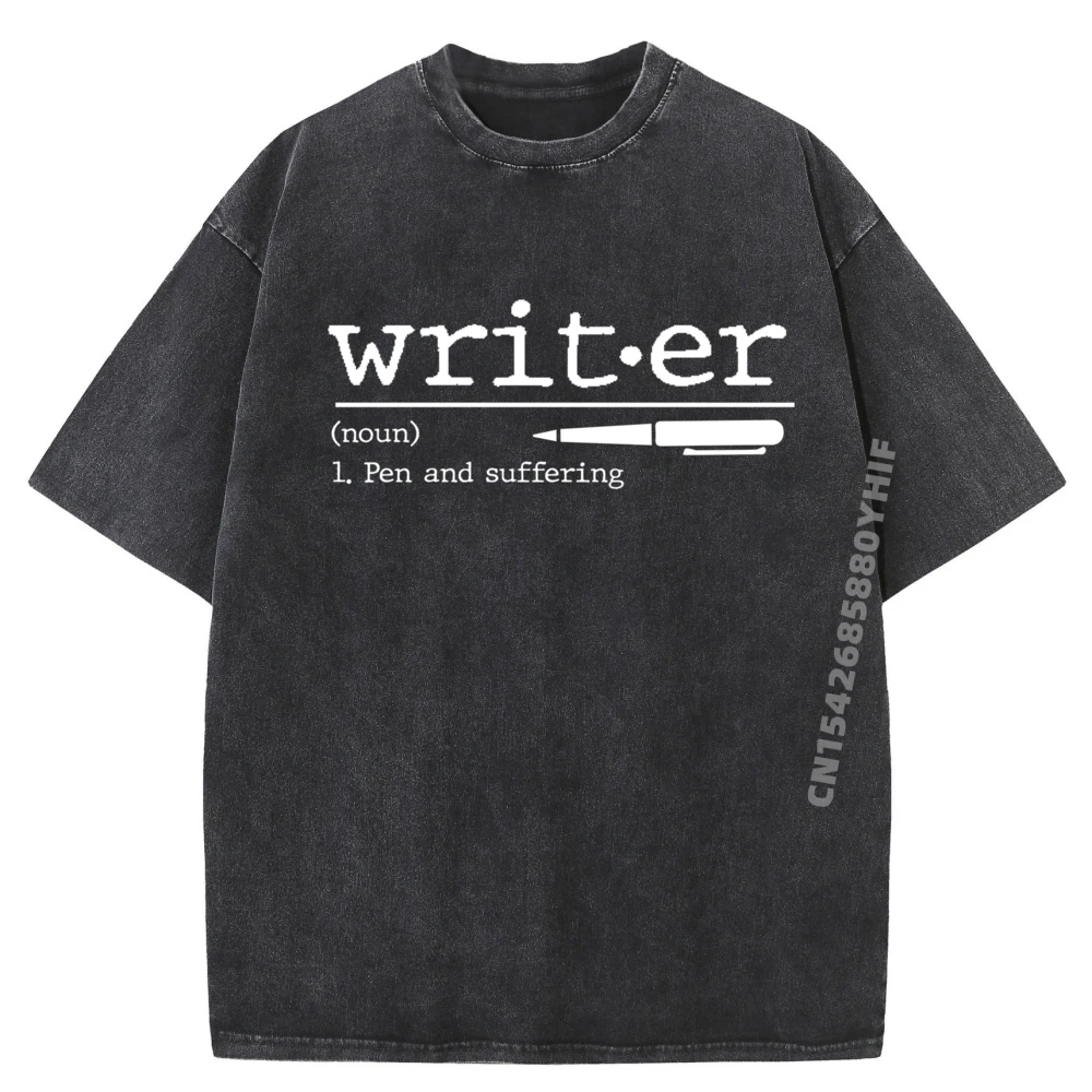 

Мужские футболки с забавным принтом Definition Author Writing Pen Suffering и графическим рисунком, мужская негабаритная потертая футболка на заказ