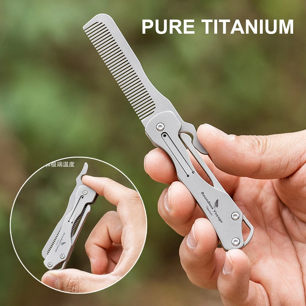 Comb Pocket Titanium - مشط قابل للطي من التيتانيوم النقي،
