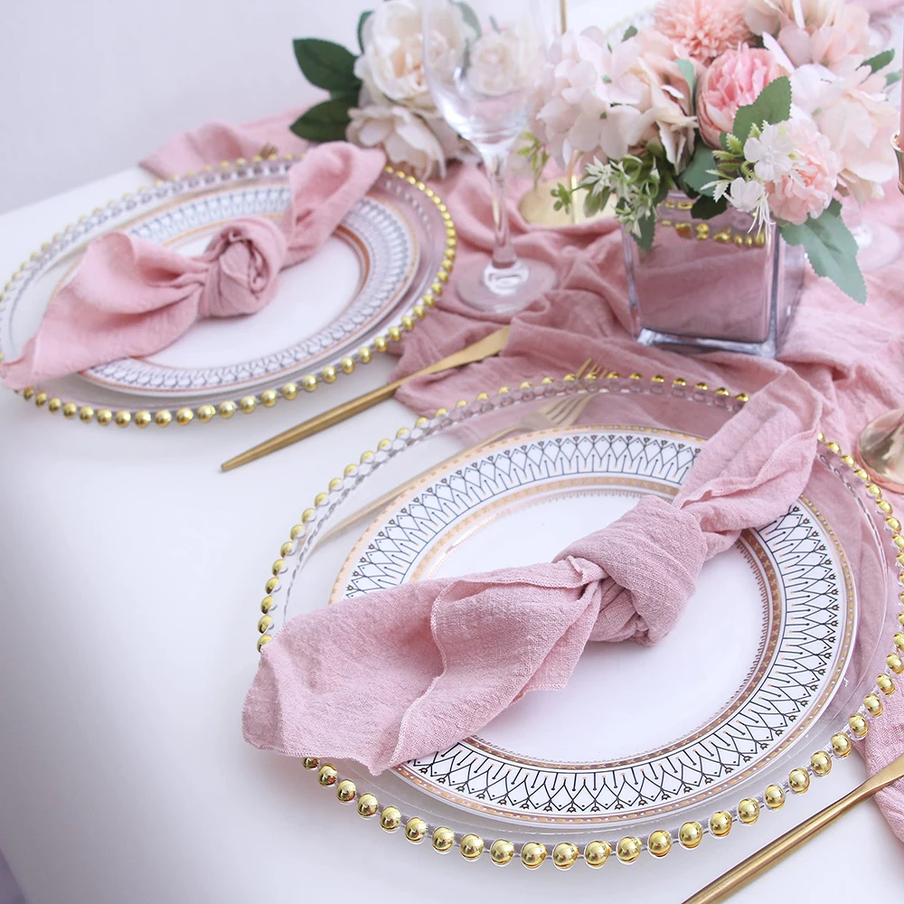 10pcs Cotton Cloth Napkins Gauze Fabric 30x30cm Napkins Pink for Wedding Decor Dinner Tea Towel Table Village Christmas Napkins