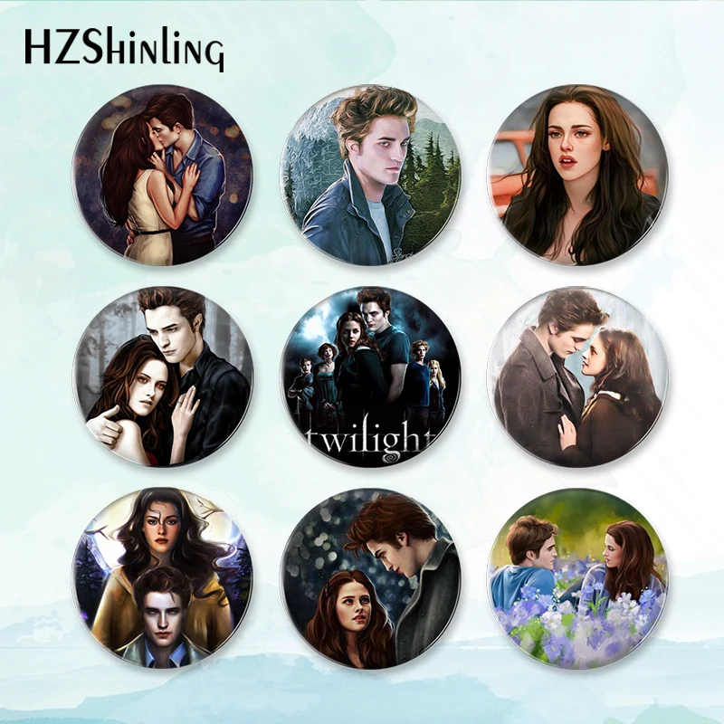 2023 New Twilight Portraits Badge Brooch Edward Bella Button Pin Backpack Decoration Pins Round Jewelry Women Gift