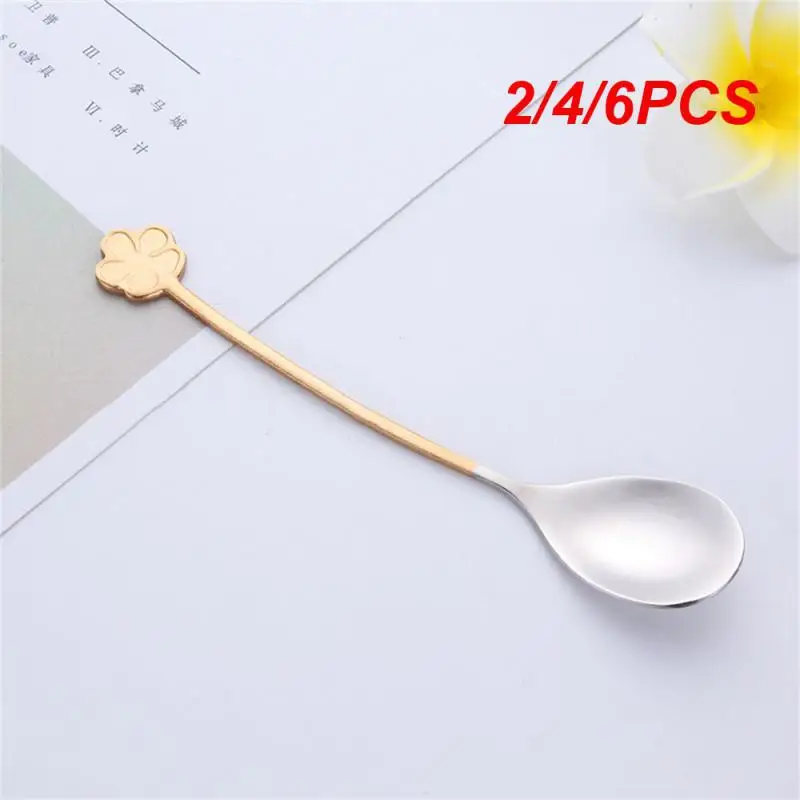 

2/4/6PCS Afternoon Teaspoon Round Bar Tool Creative Stainless Steel Tableware Decoration Ice Cream Tea Stirring Spoons