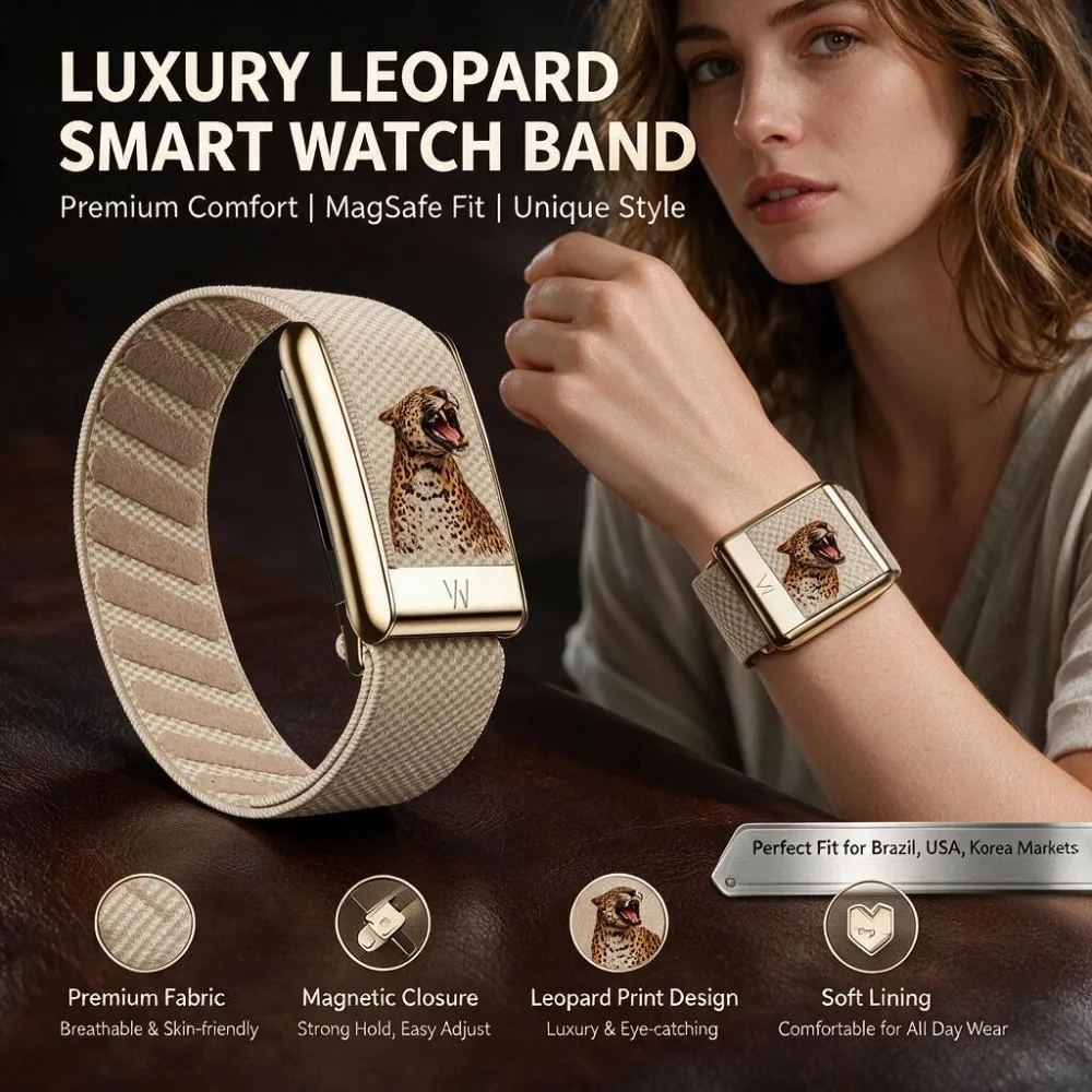 New For WHOOP 5.0 MG Leopard Pattern Nylon Woven Band With Metal U Shape Buckle Fashion Sport Replacement Wrist Strap