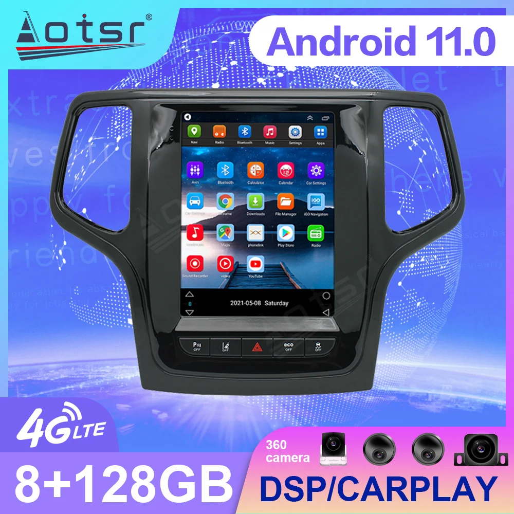 Android 11 T-Style For Jeep Grand Cherokee 2015 - 2019 Auto Radio Stereo Car Multimedia Player Navigation GPS Head Unit