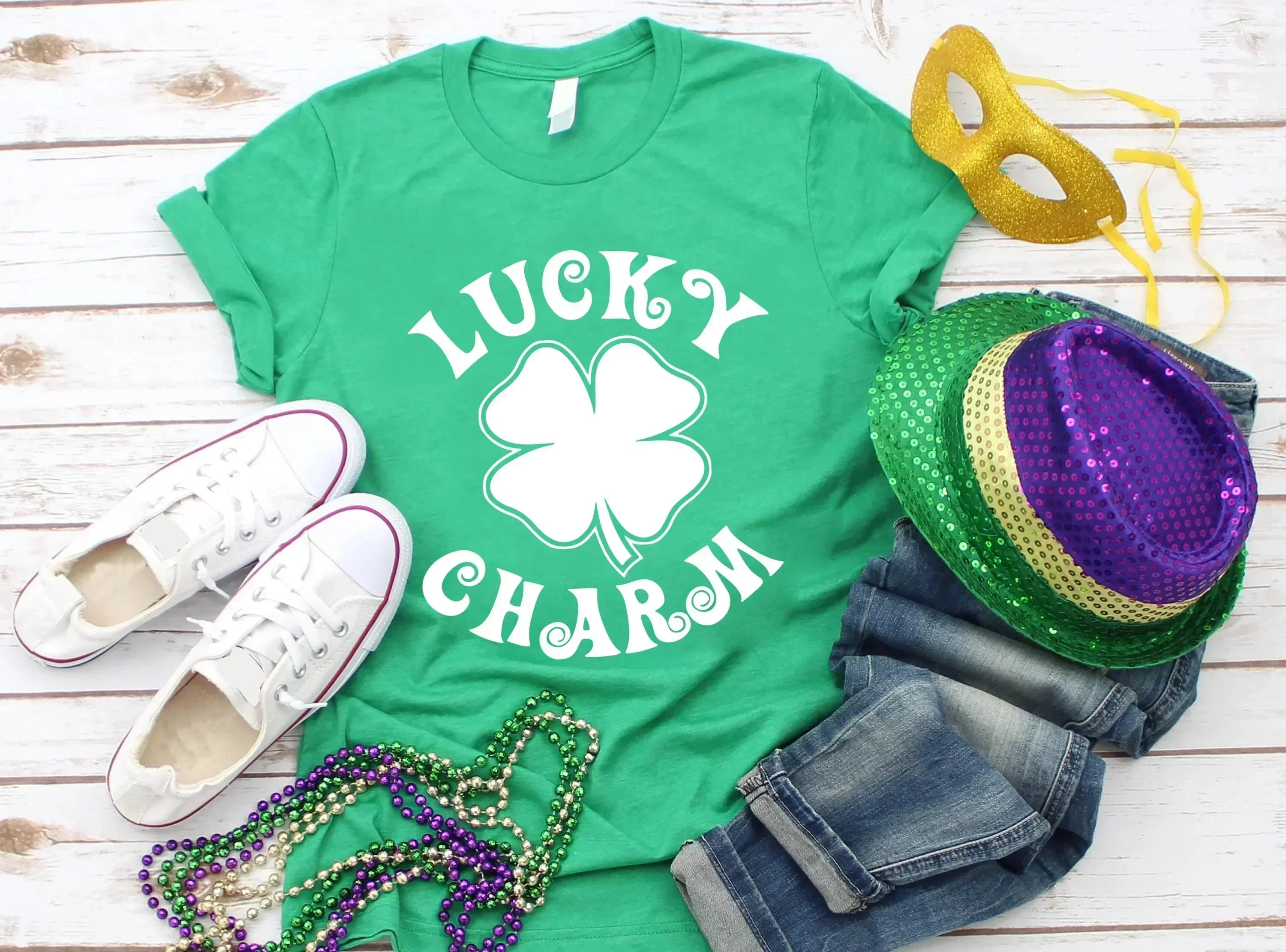 Lucky Charm T Shirt Patricks Day Womens Green Shamrock For St Pattys Outfit Irish Mom