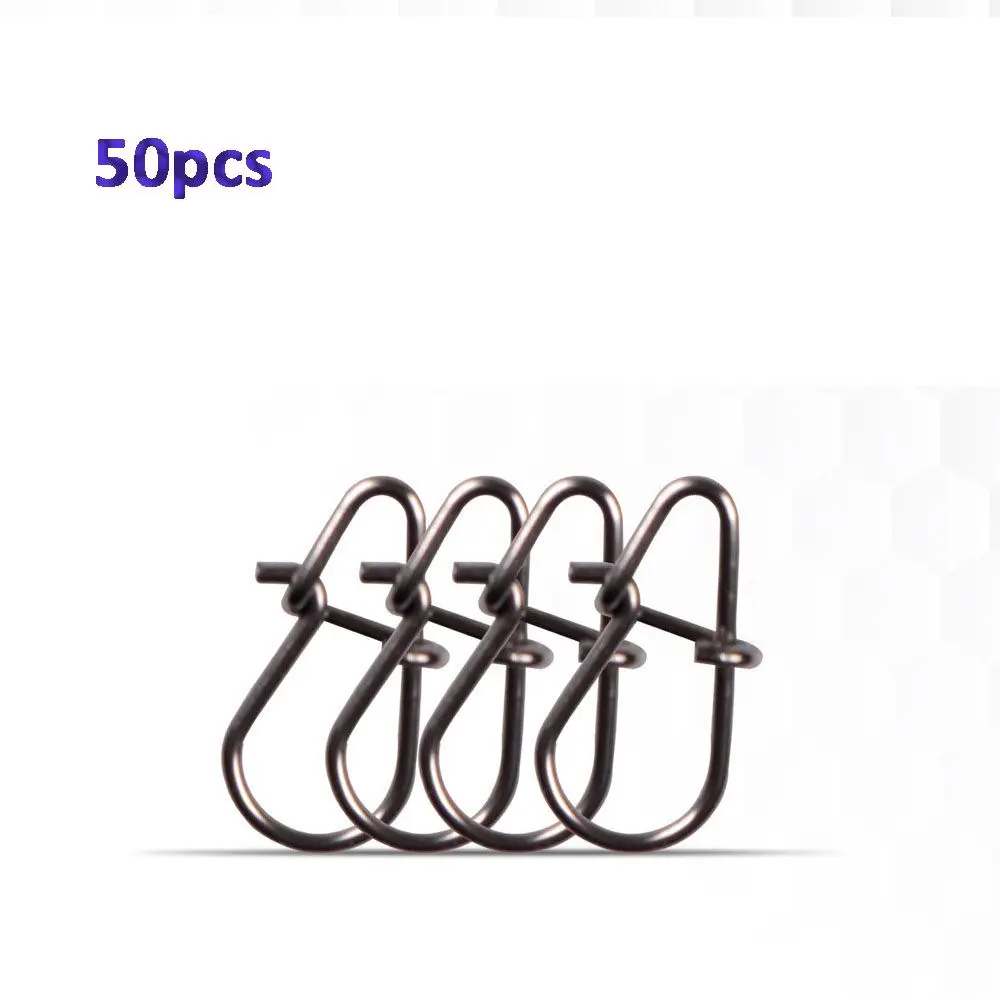 

50pcs Outdoor Fishing Accessories Swivel Solid Rings Stainless Steel Fish Hook Lure Connector Pins Fast Clip Lock Safety Snaps