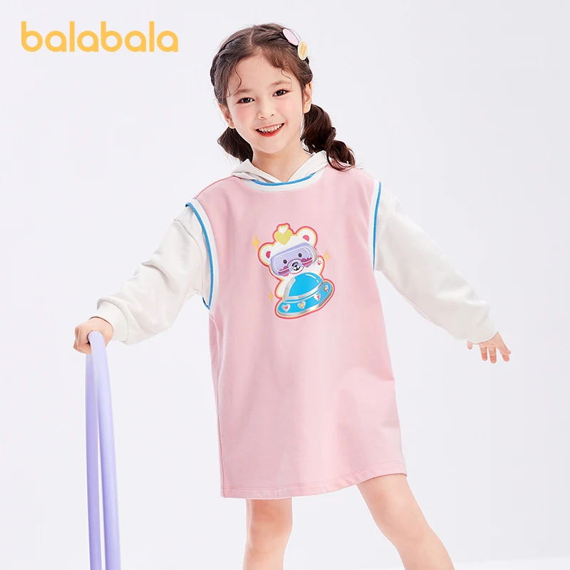 Balabala Toddler 2023 Girl Dress Autumn Cartoon Print Trendy Sweet Fashion Comfortable Cool Dress