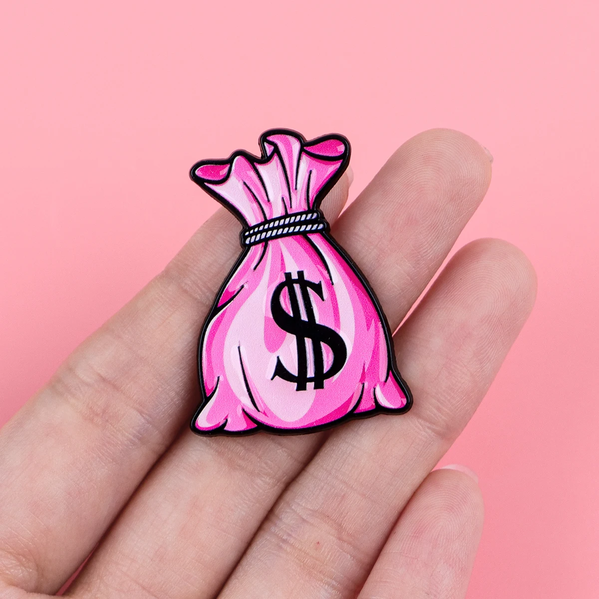 Rosa Geldbeutel Coole Cartoon-Emaille-Anstecknadel Dollar-Zeichen Reversnadel Rucksack-Pins Abzeichen Brosche für Kleidung Schmuck Geschenke für Freunde