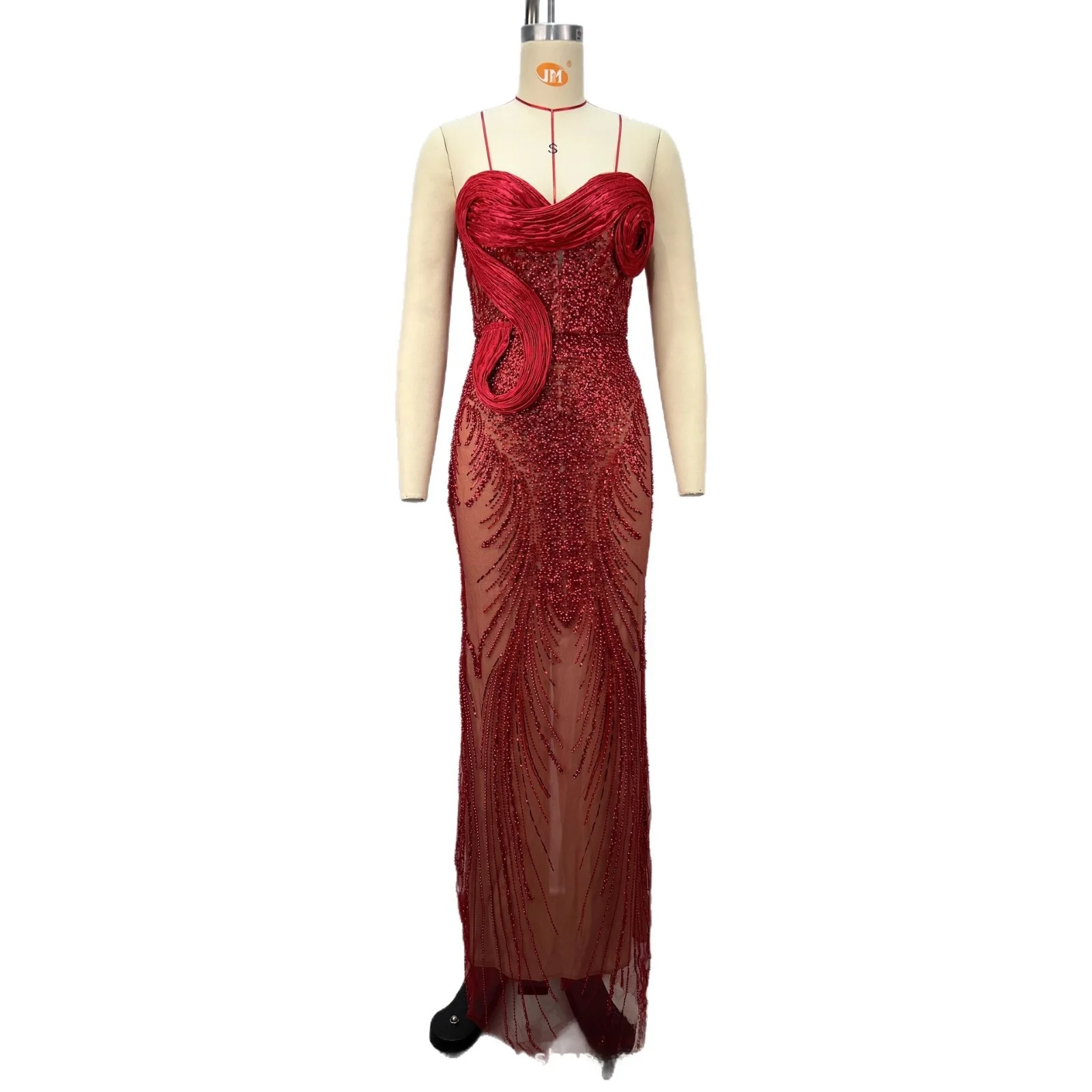 مثير الأحمر Cisas التطريز صديرية دائرية Bodycon مساء الدكتور لهذا العام كاني الاسمية عالية الخصر طول الأرض لا Sve