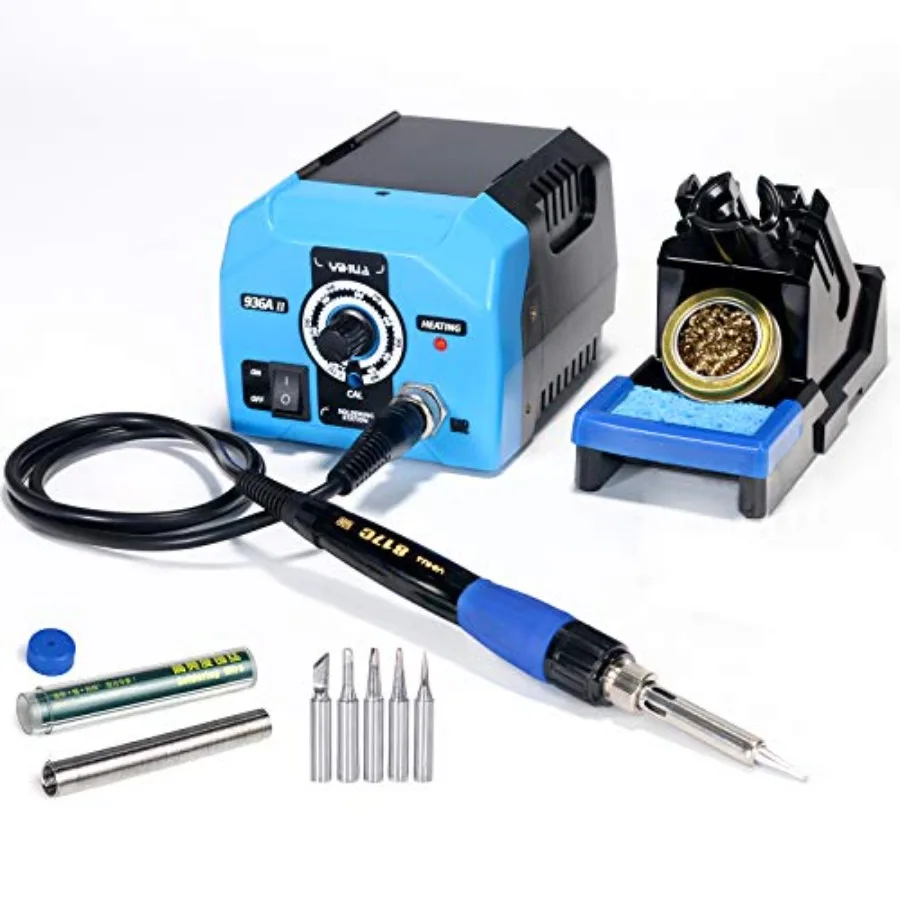 

936A II Soldering Iron Station Kit 65W with Intelligent Working Light. Easily Adjustable from 392℉～896℉. With Plug-in Iron Hand