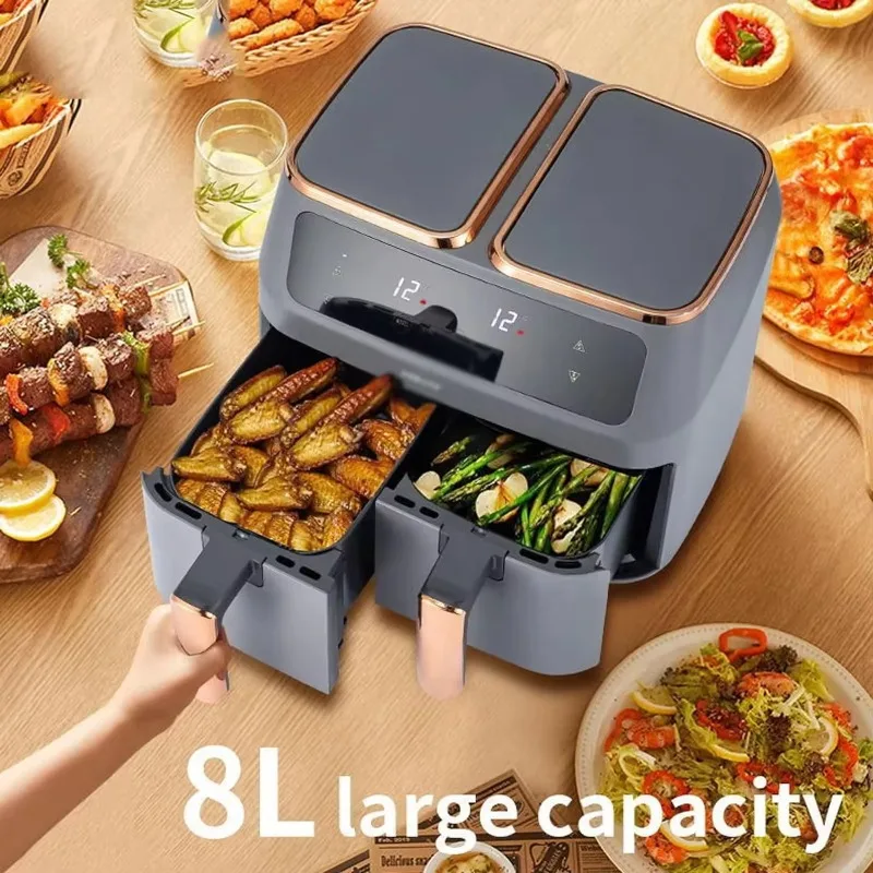 Double Basket Design Home Use Automatic Multi-function Air Fryer With 8L Large Capacity For Quick And Easy Meals